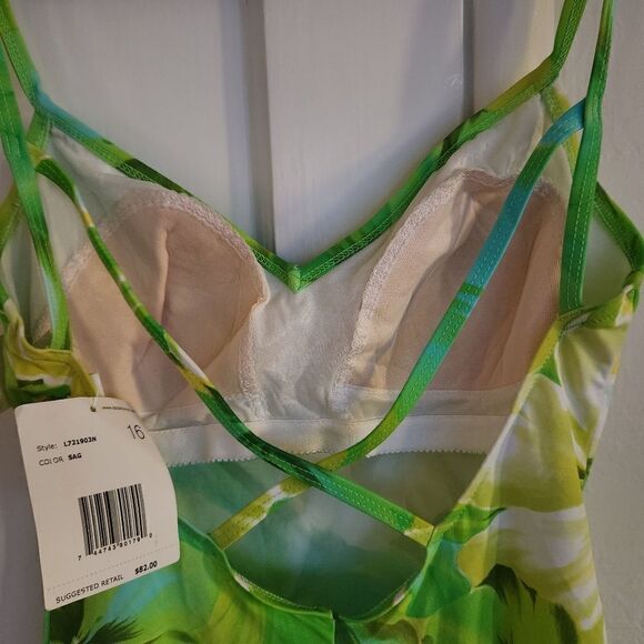 Liz Claiborne Vintage One Piece Lightly Padded High Thigh Swimsuit Size 16 - Picture 6 of 9